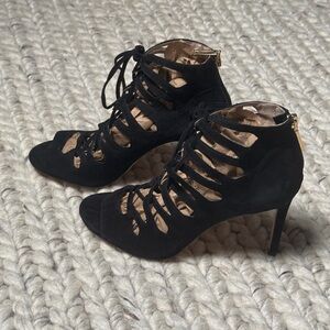 Louise et Cie Black Lace-Up Bootie Heels